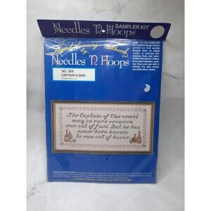 Vintage Needles N Hoops Cross Stitch Sampler Kit Captains Bar 258 Humor Mancave